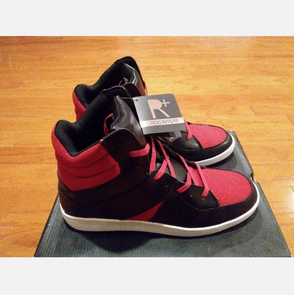 Rocawear Renaissance Designer Sneakers Black and Red Rare Sz. 10 Vintage DS New - Picture 2 of 13
